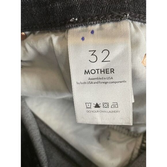 Mother The Pixie Dazzler Skimp Size 32 High Rise Striaght Leg Jeans Train Stop - Picture 10 of 12